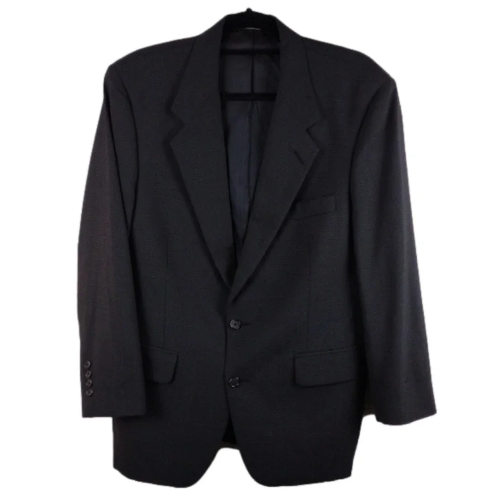 Burberry 100% Pure Wool Black Plaid One Notched Single-Breasted Dress Coat